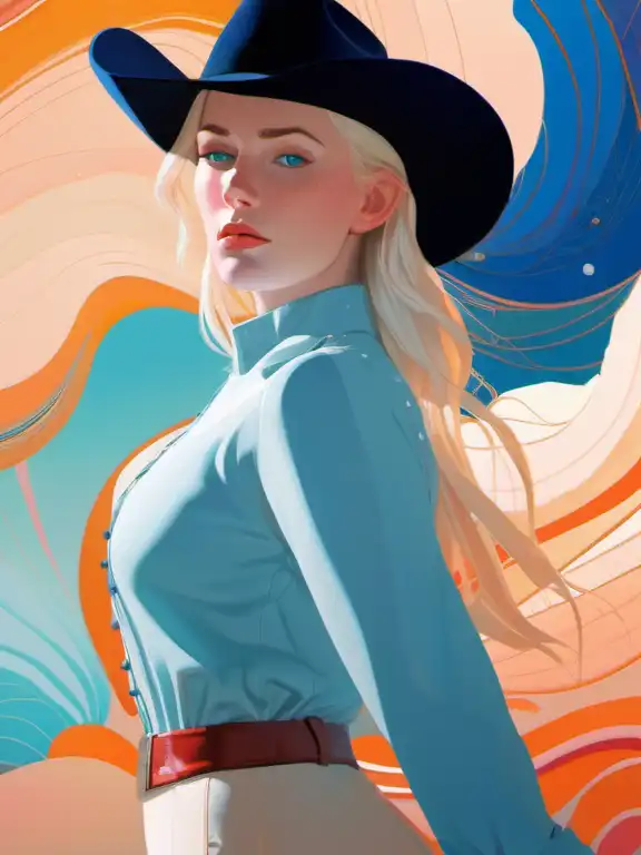 portrait of beautiful nordic woman, cowgirl
