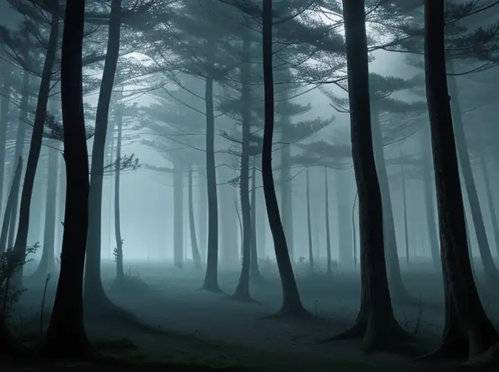 beautiful matte painting of a fantasy dark forest at night <lora:FilmVelvia3:0.5>