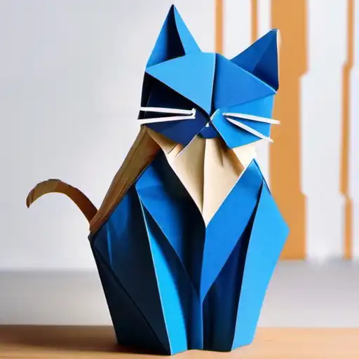 origami style a cat made of bread . paper art, pleated paper