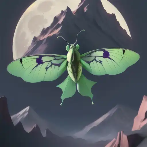 insanely detailed magical moon moth flys in the mountains of the the dream realm, dreamy