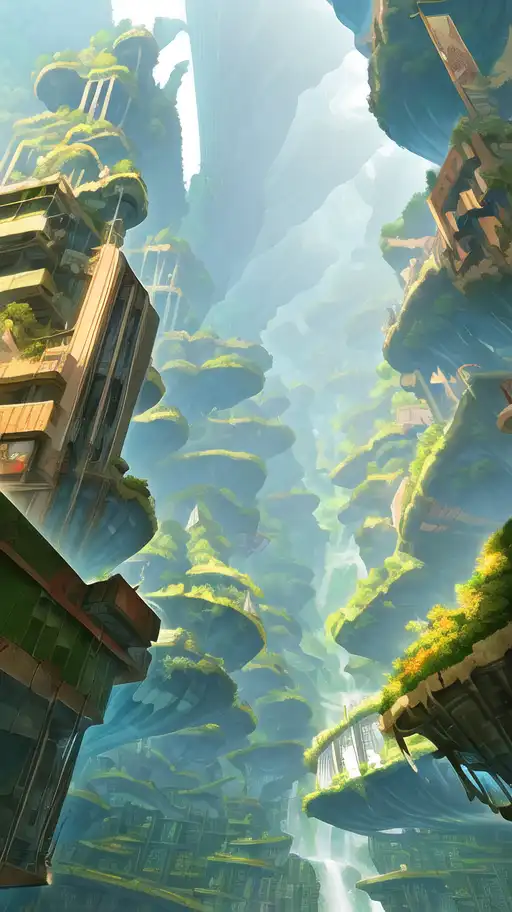 an awesome sunny day environment concept art, nature meets architecture by morphosis architect